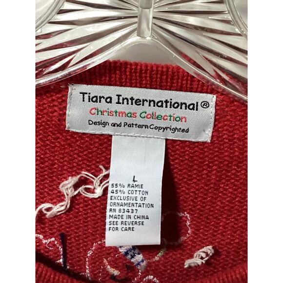 Vintage Tiara International Women Ugly Christmas Cardigan Sweater Red Size - Picture 5 of 9